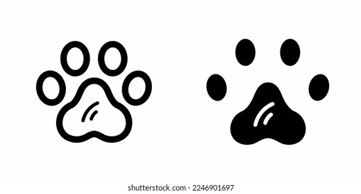 Cat paws. Black and white cat paw icon template. Stock vector illustration.