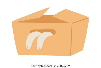 Cat Paws In Box Vector Illustration