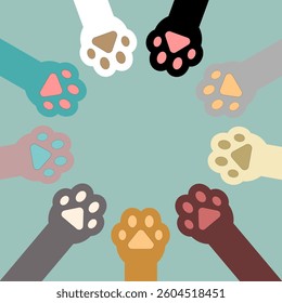 Cat paws colorful arranged in a circle background vector
Vector cat paws set pattern