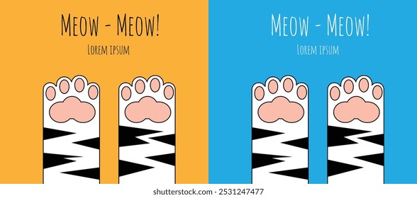 Espaço de cópia de patas do gato. Animais domésticos de estimação e felinos conceito arte vetorial