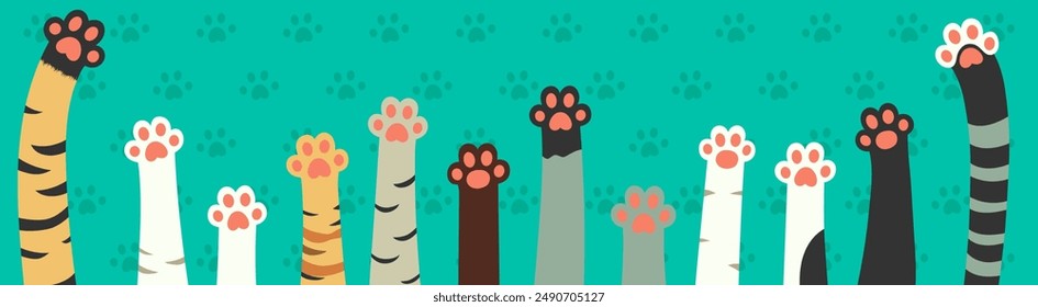 Cat paws. Cute animal footprints.