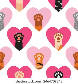 Cat paws icon set background