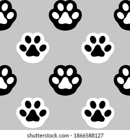 cat paws lines background. Banner template with kitten feet up. Cat Paw, kitten puppy wallpaper. Cat flat design, prints, cartoon, cute cat foot wallpaper. Vector illustration