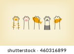cat paws lines background, yellow wallpaper