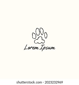 cat paws logo business template with brush styles. playful cat paws logo vector design illustration. 