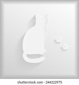 Cat and paws of paper