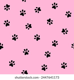 Cat paws Pink texture seamless pattern