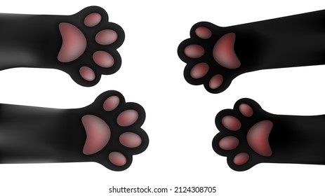 Cat paws reach out to meet each other. Domestic cats. Vector illustration isolated on white background