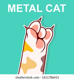 Cat paws shows rock sign vector illustration - Vector