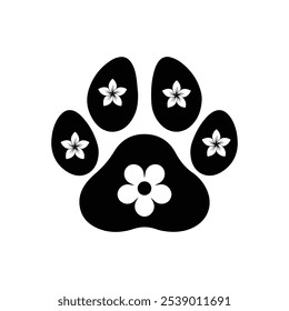 Katzenpfoten Vektor mit Blumen.