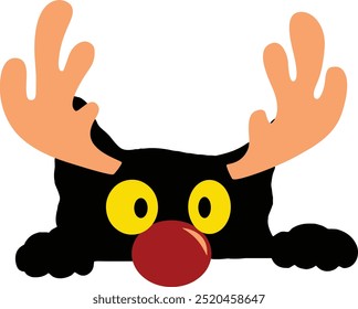 Cat Peeking Vector, Red Nosed Deer Cat Vector, Christmas Black Cat, Cats Hiding Vector, Cat Person