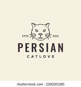 cat persian face hipster logo design