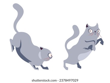 Cat pet animal cute doodle characters isolated set. Vector flat graphic design illustration 
