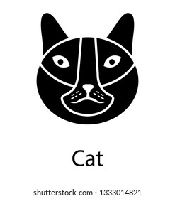 Cat, pet animal, solid vector icon.