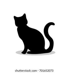 Cat pet black silhouette animal. Vector Illustrator.