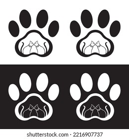 Cat pet care logo design 