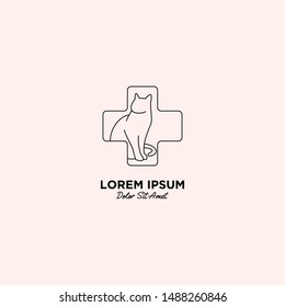 cat pet care outline line art monoline logo vector icon
