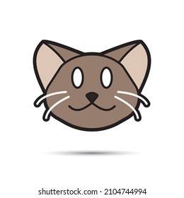 Cat pet color icon. Scalable symbol. Thin outline in black. Vector illustration for use in web, mobile apps, print media and logo.
