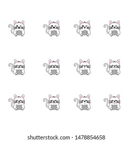 cat, pet emoticon or smile icon for user interface