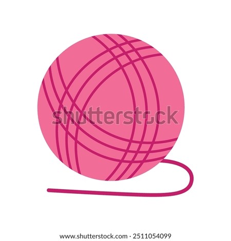 Cat pet entertainment ball. Kitten favorite toy, ball of wool yarn. Image for design of pet store or veterinary clinic. Simple flat vector isolated on white background