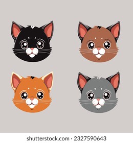 imagen de la cara de la mascota de gato conjunto de iconos tan lindo vector de gato