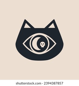 Das Symbol auf der Vorderseite des Katzen-Tieres. Vektorgrafik. Trendloses Design.