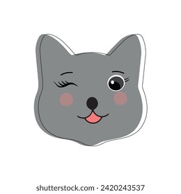 Cat pet head face icon, Vector illustration of funny cartoon cats, Cat face with various expressions and patterns vector illustration flat design. Eps 10