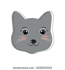 Cat pet head face icon, Vector illustration of funny cartoon cats, Cat face with various expressions and patterns vector illustration flat design. Eps 10