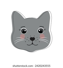 Cat pet head face icon, Vector illustration of funny cartoon cats, Cat face with various expressions and patterns vector illustration flat design. Eps 10