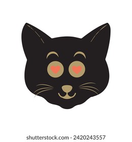Cat pet head face icon, Vector illustration of funny cartoon cats, Cat face with various expressions and patterns vector illustration flat design. Eps 10