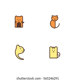 Cat Pet Icon Logo Vector Set Element