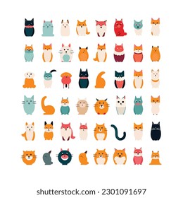Cat Pet Kitten Cartoon Illustration Animal cute vector happy graphic set