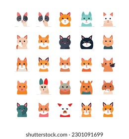 Cat Pet Kitten Cartoon Illustration Animal cute vector happy graphic set