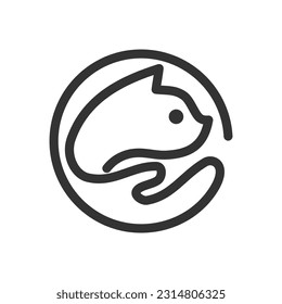 Logo-Vorlage für Katzen-Haustiere. Symbolillustration Markenidentität. Einzige und flache Illustration. Vektorgrafik