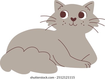 Cat Pet Lying Vector Illustration