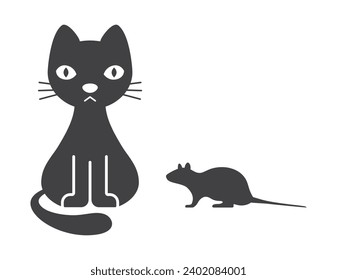 Mascota de gato con icono del ratón de rata 