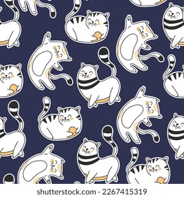 Cat pet seamless drawing pattern abstract concept. Vector flat graphic design element concept illustration