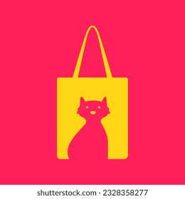 tienda de mascotas de gato bolsa de compras colorido moderno minimalista logotipo de mascota icono icono