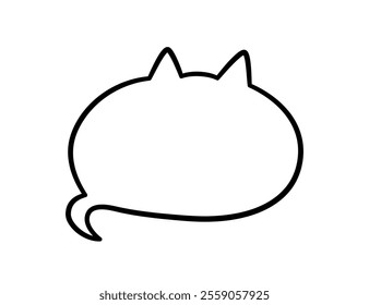 Cat pet speech bubble. Empty cute frame with tail. Hand drawn sketch doodle line animal frame design. Cat cute talk speech bubble. Kitty border. Vector illustrations isolated on white background.