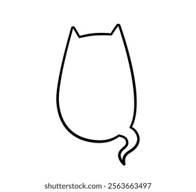 Cat pet speech bubble. Empty cute frame with tail. Hand drawn sketch doodle line animal frame design. Cat cute talk speech bubble. Kitty border. Vector illustrations isolated on white background.