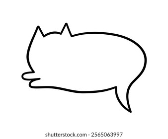 Cat pet speech bubble. Empty cute frame with tail. Hand drawn sketch doodle line animal frame design. Cat cute talk speech bubble. Kitty border. Vector illustrations isolated on white background.