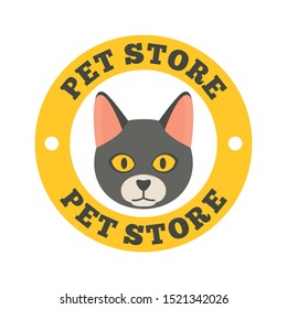 Cat pet store logo. Flat illustration of cat pet store vector logo for web design