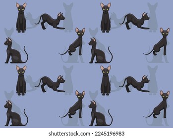 Cat Peterbald Cartoon Character Seamless Wallpaper Background