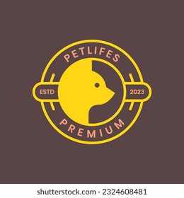 cat pets circle minimal badge mascot simple logo vector icon illustration