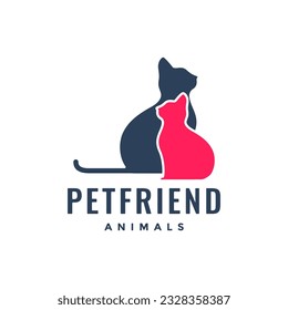cat pets friends pedigree colorful abstract simple mascot logo icon vector illustration