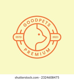 cat pets head minimal lines circle badge simple mascot logo vector icon illustration