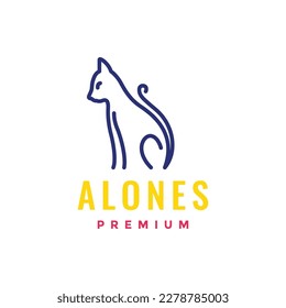 cat pets kitty kitten alone modern line simple minimal logo design vector