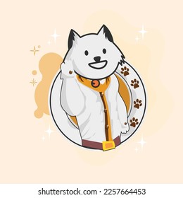 cat pets in pose of fashion models. Creative set of hand drawn animals with human body. Vector Illustration .