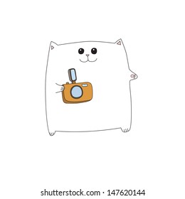 Cat with photo camera. Vector illustration