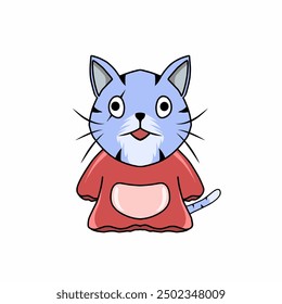 cat pictures, cute cats, cat stickers, cat vectors, blue cats with red jacket